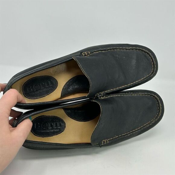 Born Men's Black Leather Driving Loafers Size 12 Casual Slip On Shoes - Picture 13 of 14